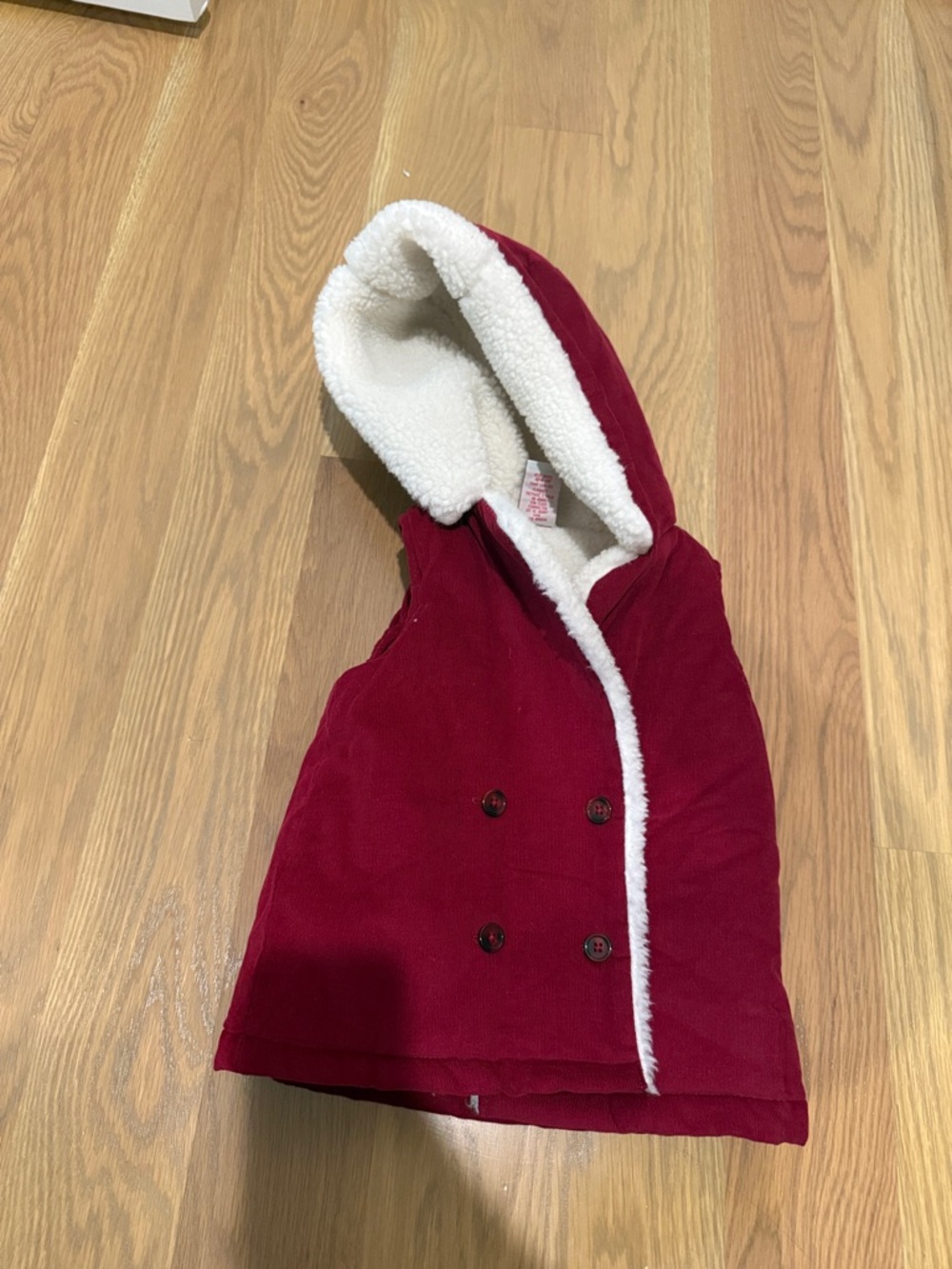 Aspen kids Red Hooded Sherpa-Lined Vest with Double-Breasted Buttons4T